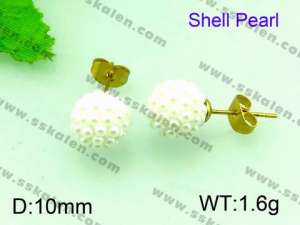 SS Shell Pearl Earrings - KE52450-Z