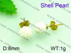 SS Shell Pearl Earrings - KE52451-Z
