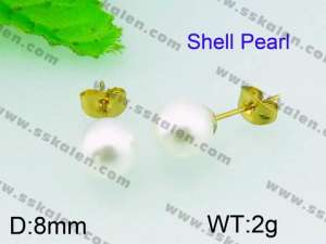 SS Shell Pearl Earrings - KE52661-Z