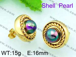 SS Shell Pearl Earrings - KE56237-Z