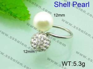  SS Shell Pearl Rings - KR30910-Z