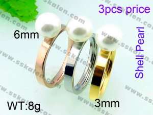 SS Shell Pearl Rings - KR31358-Z