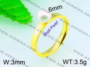 SS Shell Pearl Rings - KR31391-Z