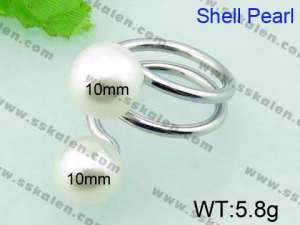 SS Shell Pearl Rings - KR32724-Z