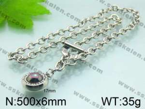 Stainless Steel Stone&Crystal Necklace - KN16219-Z