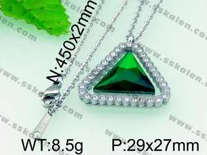 Stainless Steel Stone & Crystal Necklace - KN16855-K