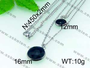 Stainless Steel Stone & Crystal Necklace - KN16877-Z