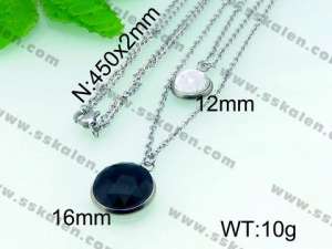 Stainless Steel Stone & Crystal Necklace - KN16878-Z