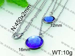 Stainless Steel Stone & Crystal Necklace - KN16883-Z