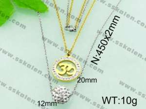 Stainless Steel Stone & Crystal Necklace - KN17465-Z