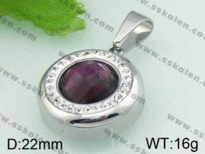 Stainless Steel Stone&Crystal Pendant  - KP32987-D