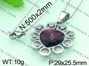 Stainless Steel Stone&Crystal Pendant  - KP37653-K