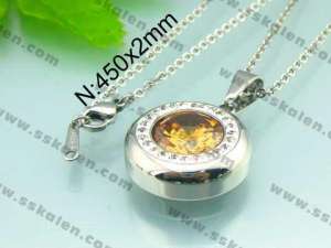 Stainless Steel Stone&Crystal Pendant  - KP39122-K