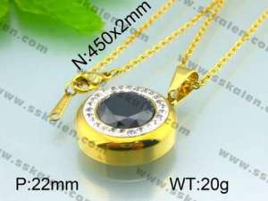 Stainless Steel Stone&Crystal Pendant  - KP39146-K