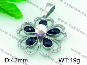 Stainless Steel Stone & Crystal Pendant  - KP40692-K