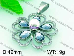 Stainless Steel Stone & Crystal Pendant  - KP40693-K