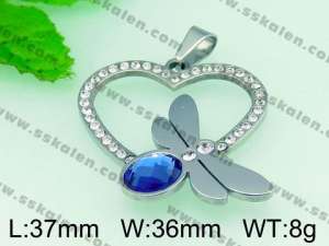 Stainless Steel Stone & Crystal Pendant  - KP40722-K