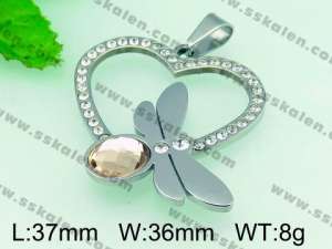 Stainless Steel Stone & Crystal Pendant  - KP40723-K