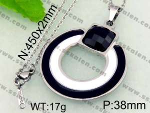 Stainless Steel Stone & Crystal Pendant  - KP41221-K