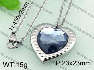 Stainless Steel Stone & Crystal Pendant  - KP41267-Z