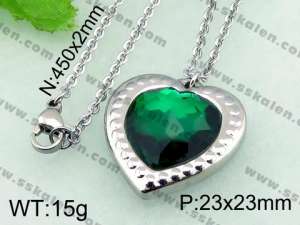 Stainless Steel Stone & Crystal Pendant  - KP41269-Z