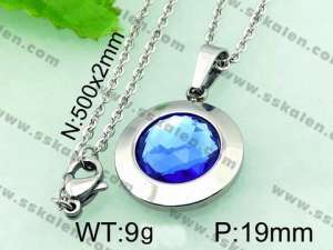 Stainless Steel Stone & Crystal Pendant  - KP41362-Z