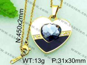 Stainless Steel Stone & Crystal Pendant  - KP41417-K