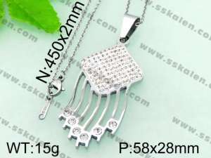 Stainless Steel Stone & Crystal Pendant  - KP41453-K