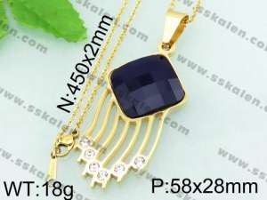 Stainless Steel Stone & Crystal Pendant  - KP41618-K