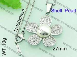 Stainless Steel Stone & Crystal Pendant  - KP41771-K