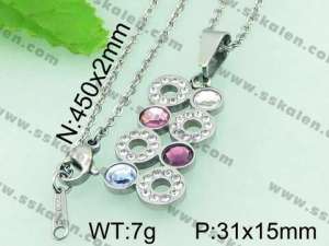 Stainless Steel Stone & Crystal Pendant  - KP41774-K