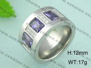 Stainless Steel Stone&Crystal Ring - KR18337-D