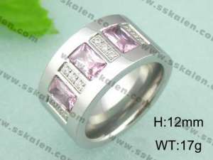 Stainless Steel Stone&Crystal Ring - KR18342-D