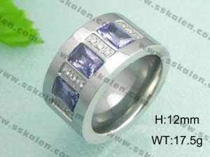 Stainless Steel Stone&Crystal Ring - KR18346-D