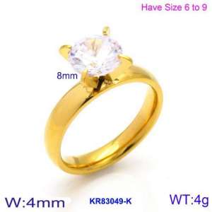 Stainless Steel Stone&Crystal Ring - KR83049-K