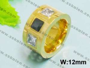 Stainless Steel Stone&Crystal Ring - KR15929-K