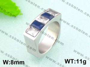 Stainless Steel Stone&Crystal Ring - KR18125-D
