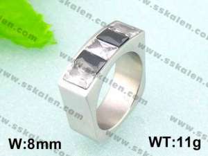 Stainless Steel Stone&Crystal Ring - KR18126-D