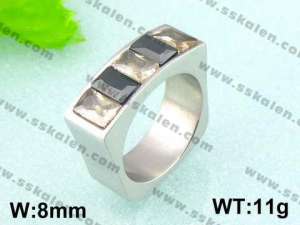 Stainless Steel Stone&Crystal Ring - KR18139-D