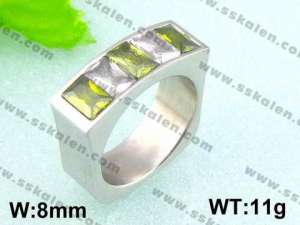 Stainless Steel Stone&Crystal Ring - KR18140-D