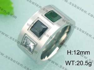 Stainless Steel Stone&Crystal Ring - KR18483-D