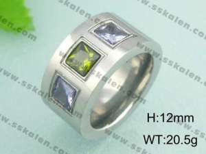 Stainless Steel Stone&Crystal Ring - KR18502-D
