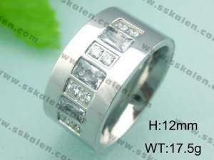 Stainless Steel Stone&Crystal Ring - KR18563-D