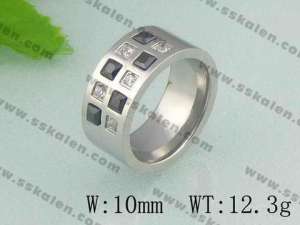 Stainless Steel Stone&Crystal Ring  - KR19035-D