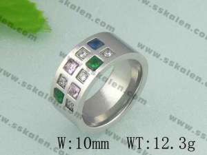 Stainless Steel Stone&Crystal Ring  - KR19036-D
