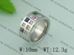 Stainless Steel Stone&Crystal Ring  - KR19044-D