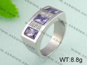 Stainless Steel Stone&Crystal Ring  - KR19518-D