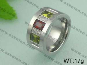 Stainless Steel Stone&Crystal Ring - KR19742-D