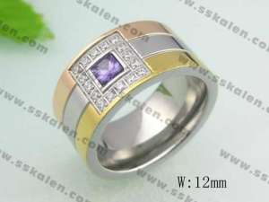 Stainless Steel Stone&Crystal Ring - KR20135-D