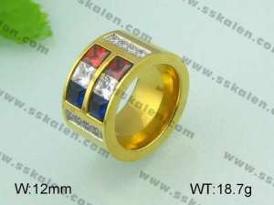 Stainless Steel Stone&Crystal Ring - KR20632-D